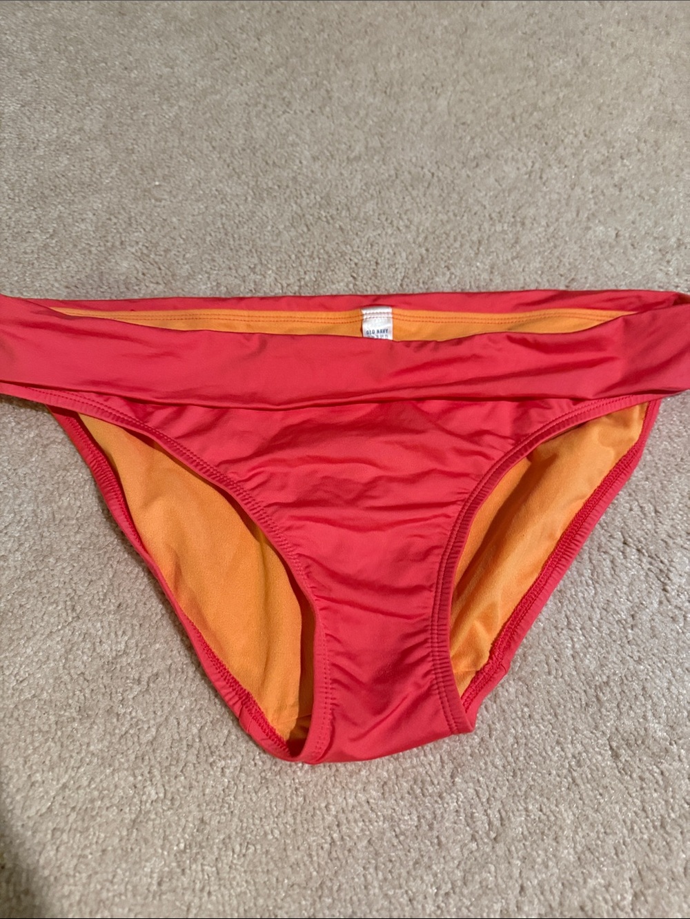 Women’s Coral Bikini Bottom with Orange Lining